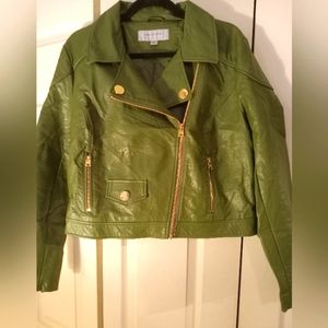 Andrew Marc xl Green leather jacket